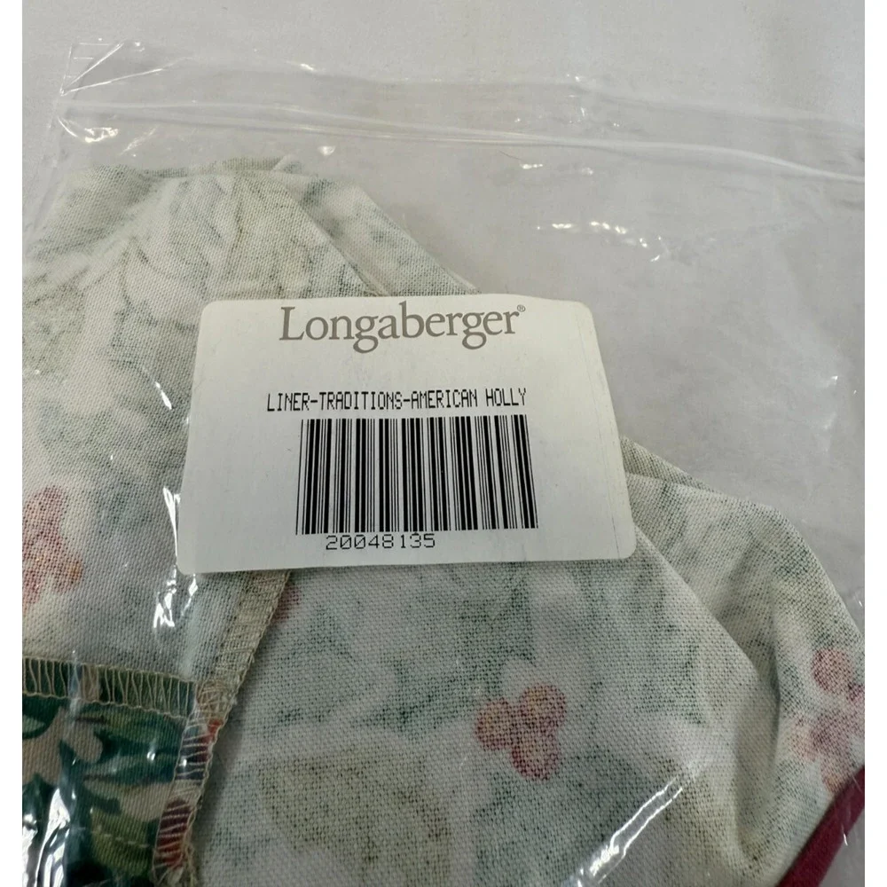 Longaberger Traditions American Holly Fabric Liner 20048135